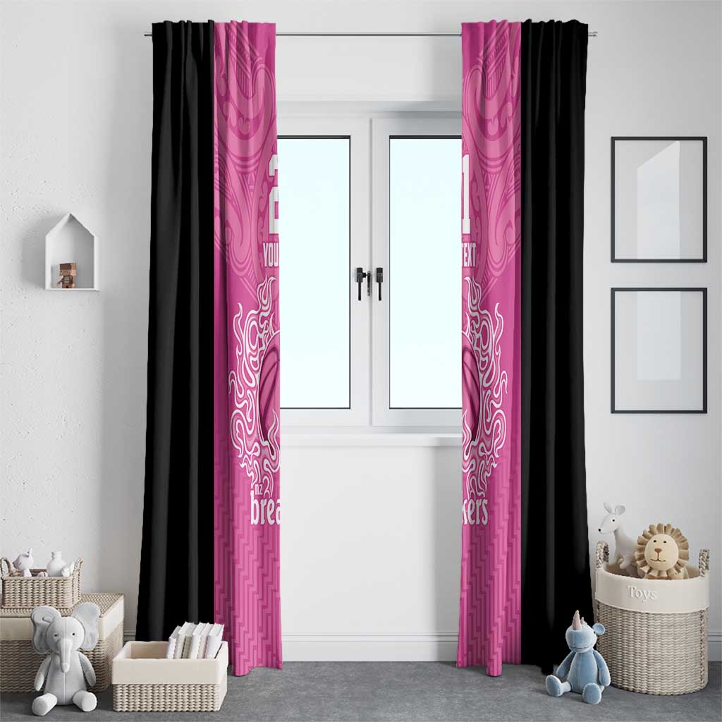 New Zealand Custom Window Curtain Fire Basketball Maori Tribal Pink - Polynesian Pride