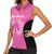 New Zealand Custom Women Sleeveless Polo Shirt Fire Basketball Maori Tribal Pink - Polynesian Pride