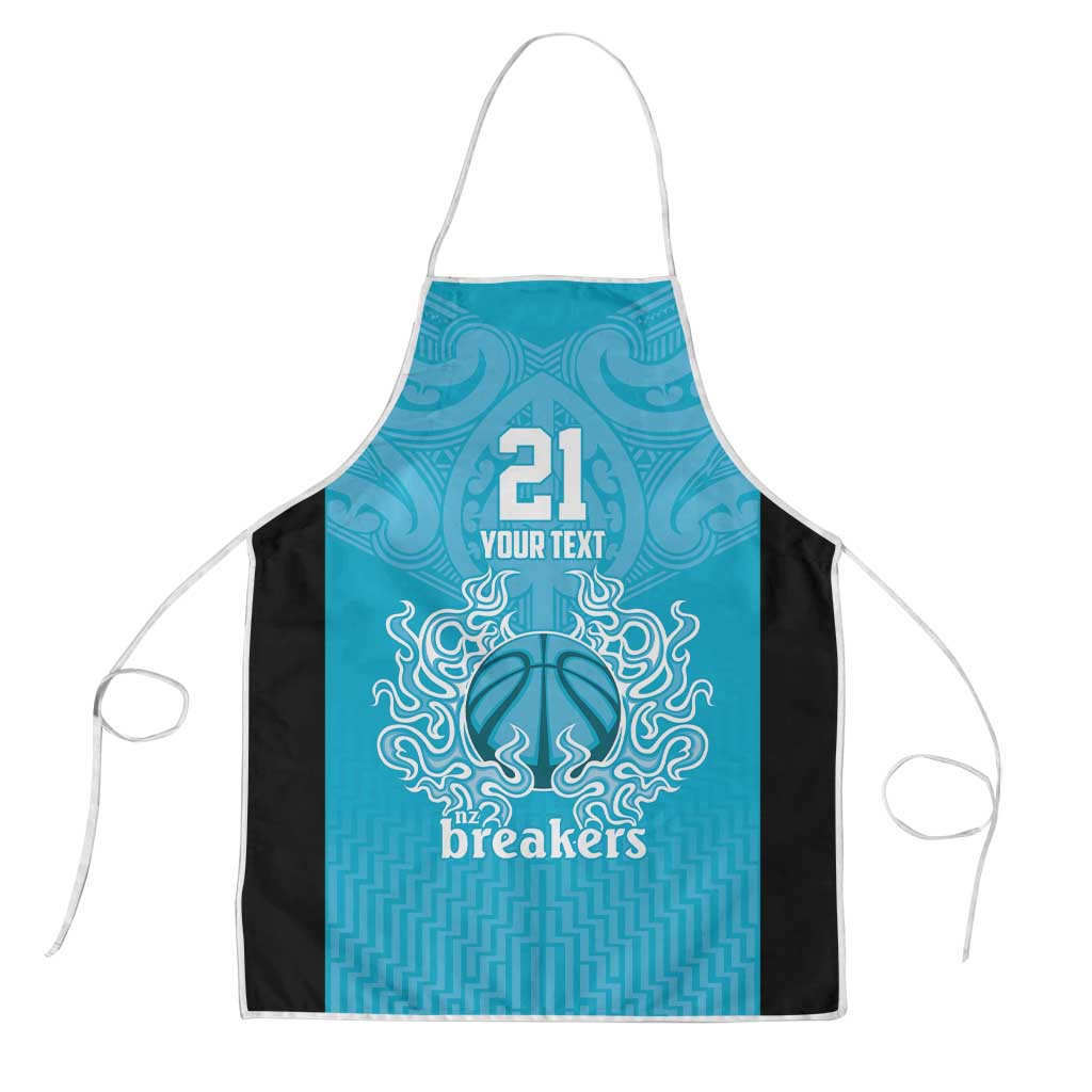 New Zealand Custom Apron Fire Basketball Maori Tribal Sky Blue - Polynesian Pride