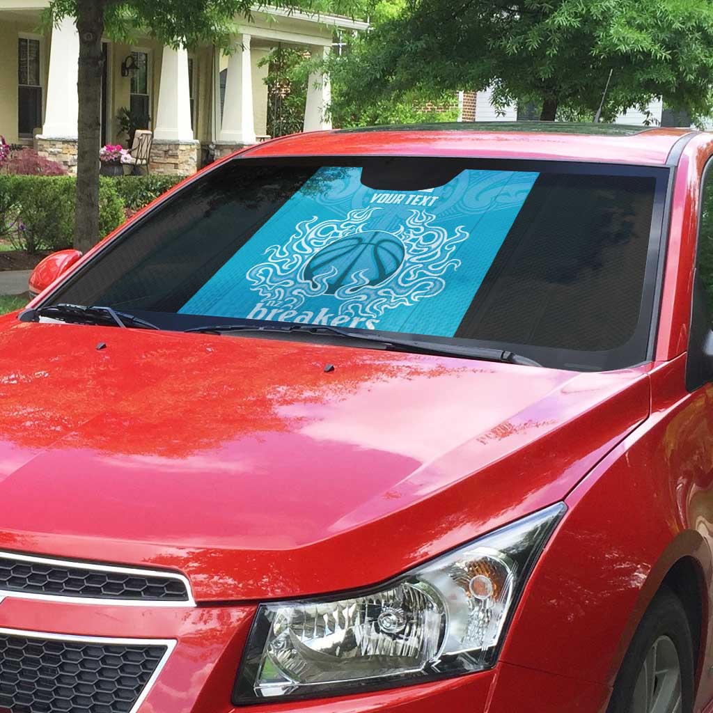 New Zealand Custom Auto Sun Shade Fire Basketball Maori Tribal Sky Blue - Polynesian Pride