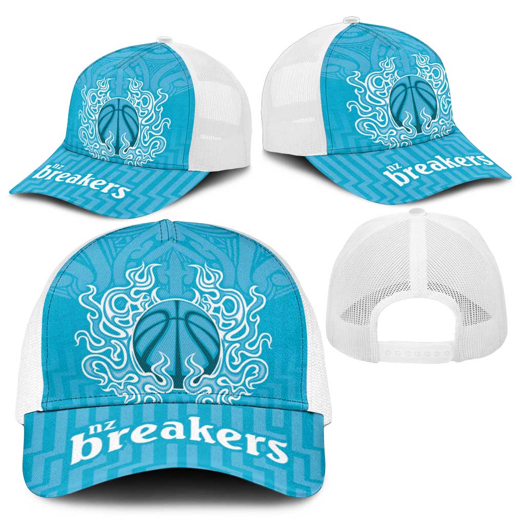 New Zealand Baseball Net Cap Fire Basketball Maori Tribal Sky Blue - Polynesian Pride
