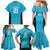 New Zealand Custom Family Matching Mermaid Dress and Hawaiian Shirt Fire Basketball Maori Tribal Sky Blue - Polynesian Pride
