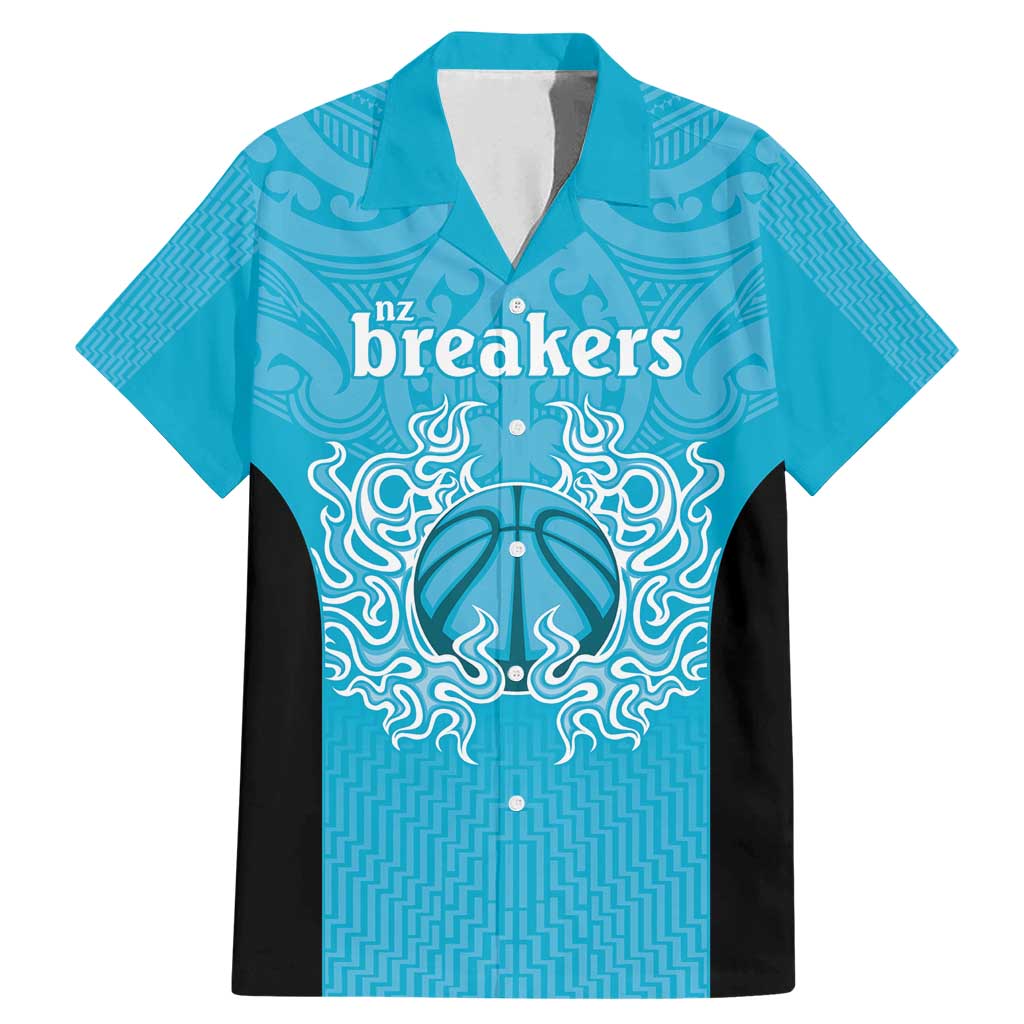 New Zealand Custom Family Matching Mermaid Dress and Hawaiian Shirt Fire Basketball Maori Tribal Sky Blue - Polynesian Pride
