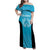 New Zealand Custom Family Matching Off Shoulder Maxi Dress and Hawaiian Shirt Fire Basketball Maori Tribal Sky Blue - Polynesian Pride
