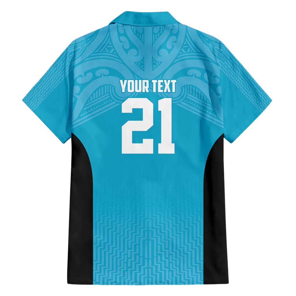 New Zealand Custom Family Matching Short Sleeve Bodycon Dress and Hawaiian Shirt Fire Basketball Maori Tribal Sky Blue - Polynesian Pride