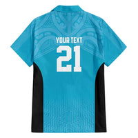 New Zealand Custom Family Matching Short Sleeve Bodycon Dress and Hawaiian Shirt Fire Basketball Maori Tribal Sky Blue - Polynesian Pride