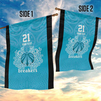 New Zealand Custom Garden Flag Fire Basketball Maori Tribal Sky Blue - Polynesian Pride