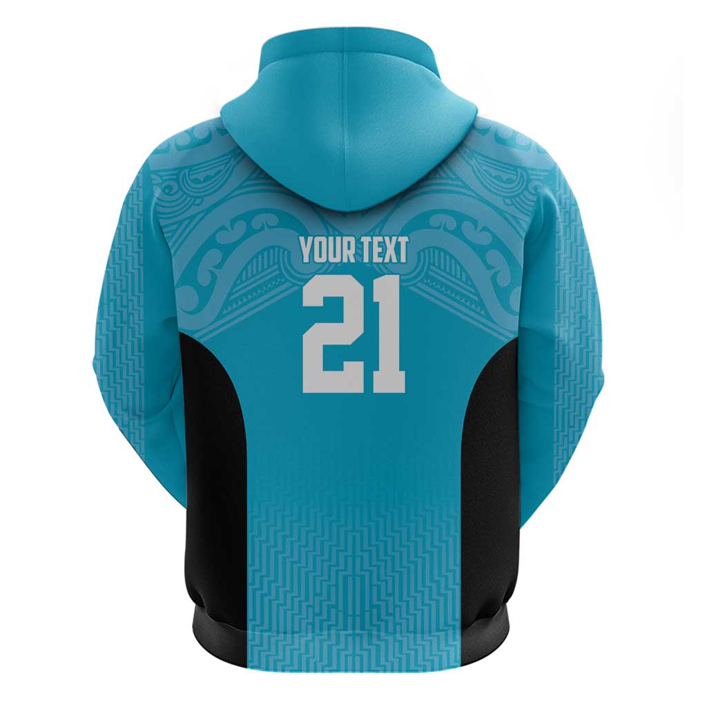 New Zealand Custom Hoodie Fire Basketball Maori Tribal Sky Blue - Polynesian Pride