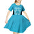 New Zealand Custom Kid Short Sleeve Dress Fire Basketball Maori Tribal Sky Blue - Polynesian Pride