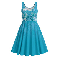 New Zealand Custom Midi Dress Fire Basketball Maori Tribal Sky Blue - Polynesian Pride