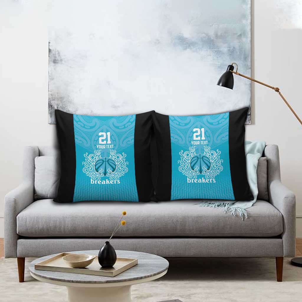 New Zealand Custom Pillow Cover Fire Basketball Maori Tribal Sky Blue - Polynesian Pride
