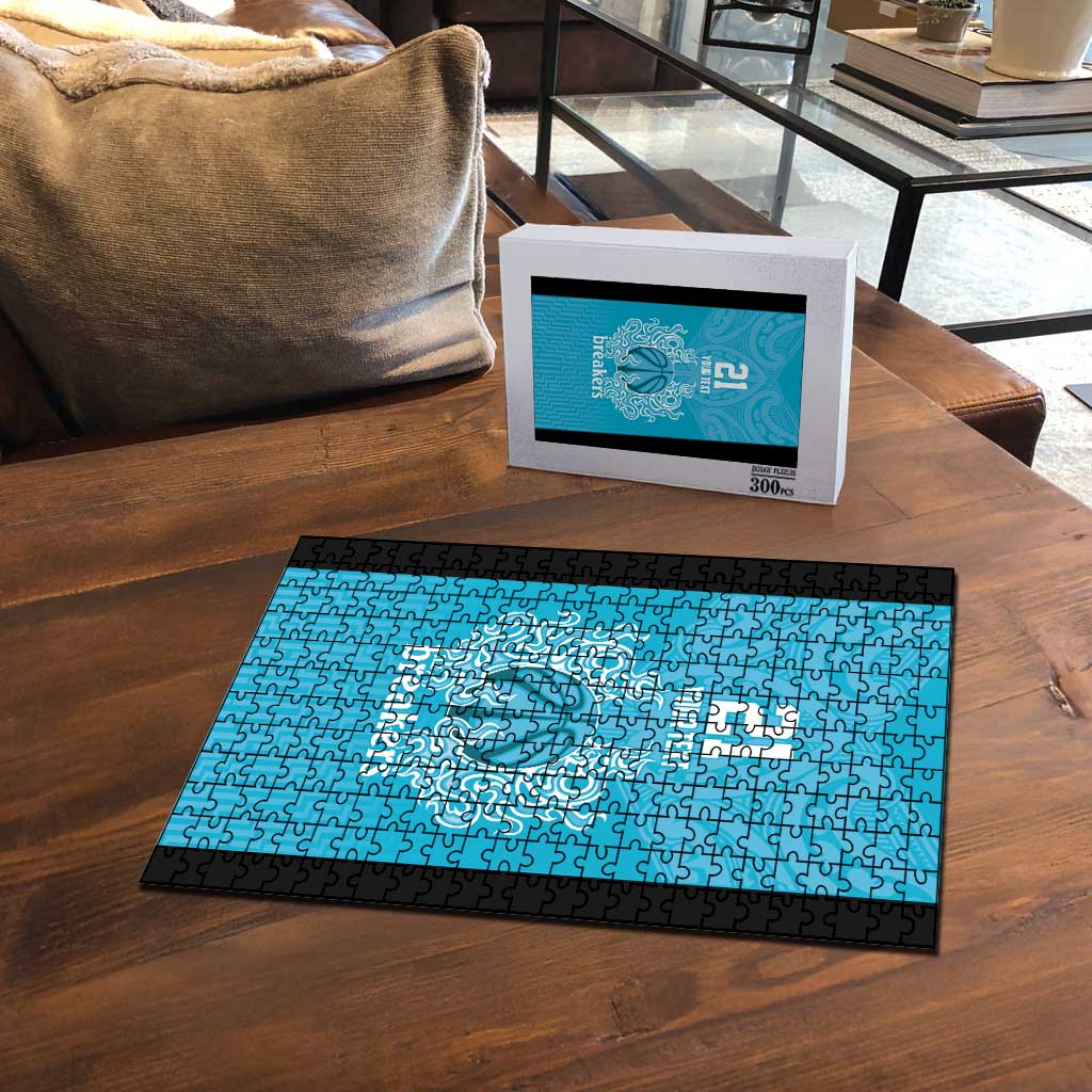 New Zealand Custom Puzzle Fire Basketball Maori Tribal Sky Blue - Polynesian Pride