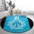 New Zealand Custom Round Carpet Fire Basketball Maori Tribal Sky Blue - Polynesian Pride