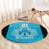 New Zealand Custom Round Carpet Fire Basketball Maori Tribal Sky Blue - Polynesian Pride