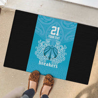 New Zealand Custom Rubber Doormat Fire Basketball Maori Tribal Sky Blue - Polynesian Pride