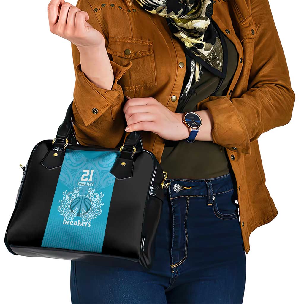 New Zealand Custom Shoulder Handbag Fire Basketball Maori Tribal Sky Blue - Polynesian Pride
