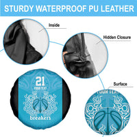 New Zealand Custom Spare Tire Cover Fire Basketball Maori Tribal Sky Blue - Polynesian Pride