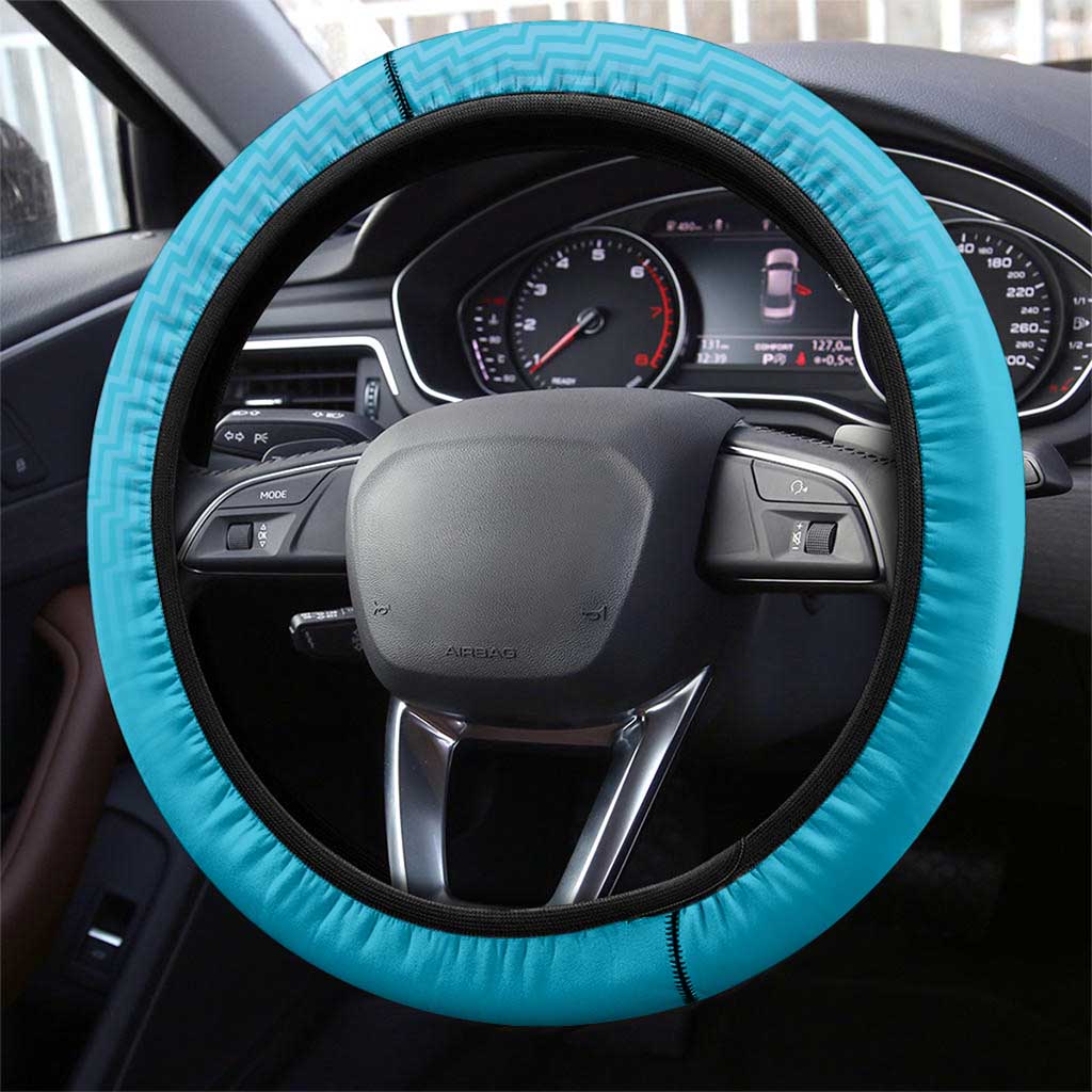 New Zealand Steering Wheel Cover Fire Basketball Maori Tribal Sky Blue - Polynesian Pride