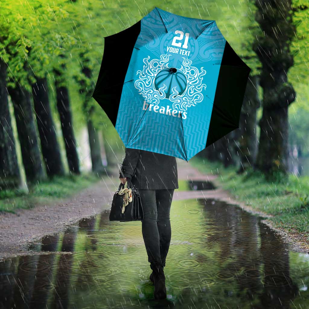 New Zealand Custom Umbrella Fire Basketball Maori Tribal Sky Blue - Polynesian Pride