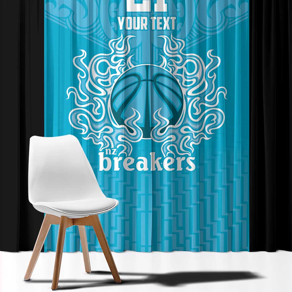 New Zealand Custom Window Curtain Fire Basketball Maori Tribal Sky Blue - Polynesian Pride