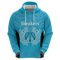New Zealand Custom Zip Hoodie Fire Basketball Maori Tribal Sky Blue - Polynesian Pride