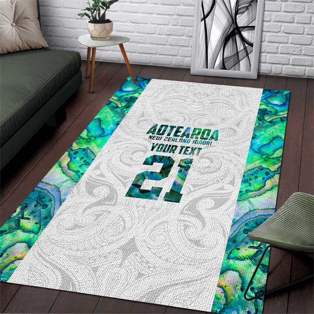 Custom New Zealand Aotearoa Area Rug Green Maori Paua Shell Indigenous - Polynesian Pride