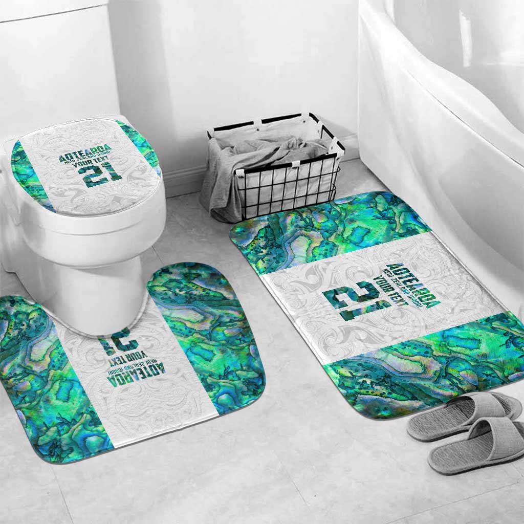 Custom New Zealand Aotearoa Bathroom Set Green Maori Paua Shell Indigenous - Polynesian Pride