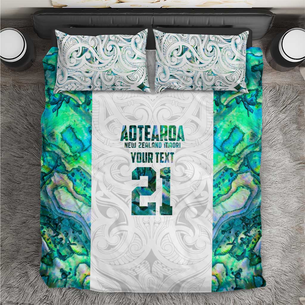 Custom New Zealand Aotearoa Bedding Set Green Maori Paua Shell Indigenous - Polynesian Pride