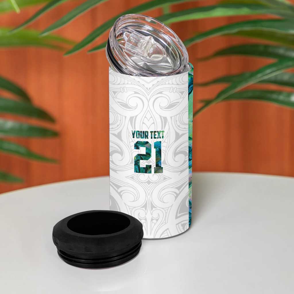 Custom New Zealand Aotearoa 4 in 1 Can Cooler Tumbler Green Maori Paua Shell Indigenous - Polynesian Pride
