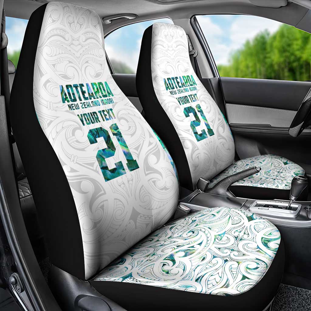 Custom New Zealand Aotearoa Car Seat Cover Green Maori Paua Shell Indigenous - Polynesian Pride
