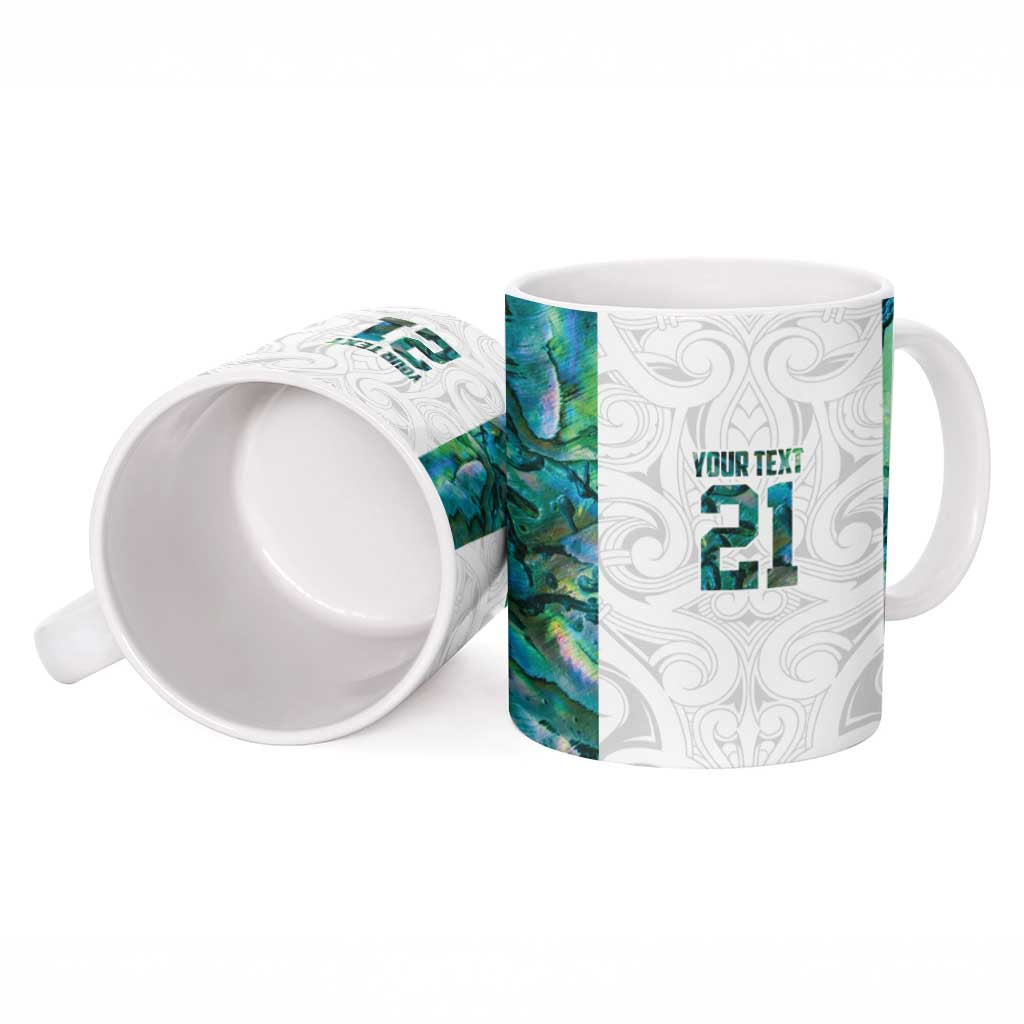 Custom New Zealand Aotearoa Ceramic Mug Green Maori Paua Shell Indigenous - Polynesian Pride