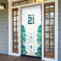Custom New Zealand Aotearoa Door Cover Green Maori Paua Shell Indigenous - Polynesian Pride