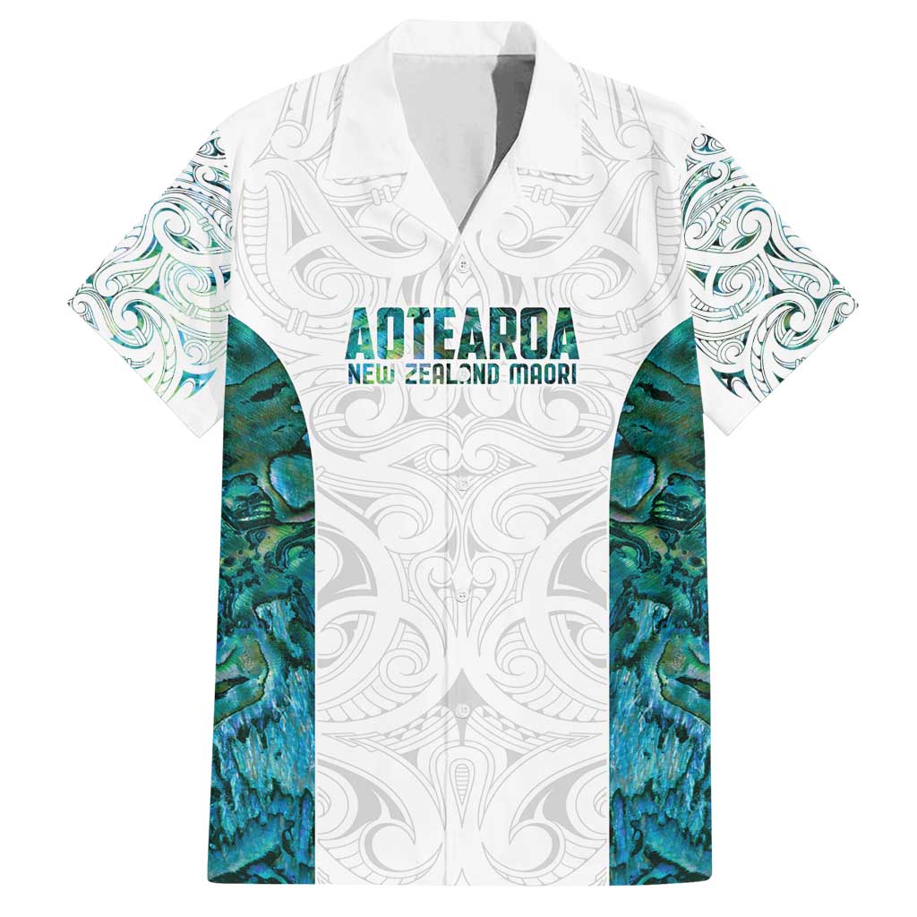Custom New Zealand Aotearoa Family Matching Off Shoulder Maxi Dress and Hawaiian Shirt Green Maori Paua Shell Indigenous - Polynesian Pride