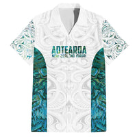Custom New Zealand Aotearoa Family Matching Off Shoulder Maxi Dress and Hawaiian Shirt Green Maori Paua Shell Indigenous - Polynesian Pride