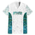 Custom New Zealand Aotearoa Family Matching Off Shoulder Short Dress and Hawaiian Shirt Green Maori Paua Shell Indigenous - Polynesian Pride