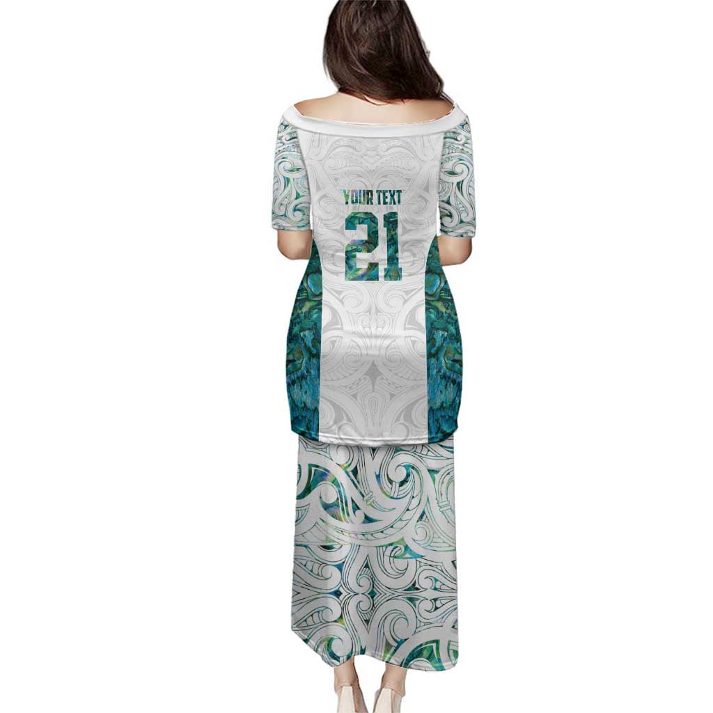 Custom New Zealand Aotearoa Family Matching Puletasi and Hawaiian Shirt Green Maori Paua Shell Indigenous - Polynesian Pride