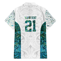 Custom New Zealand Aotearoa Family Matching Short Sleeve Bodycon Dress and Hawaiian Shirt Green Maori Paua Shell Indigenous - Polynesian Pride