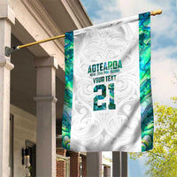 Custom New Zealand Aotearoa Garden Flag Green Maori Paua Shell Indigenous LT9 House Flag Green - Polynesian Pride