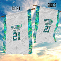 Custom New Zealand Aotearoa Garden Flag Green Maori Paua Shell Indigenous LT9 - Polynesian Pride