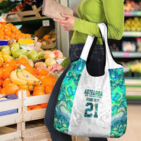 Custom New Zealand Aotearoa Grocery Bag Green Maori Paua Shell Indigenous - Polynesian Pride