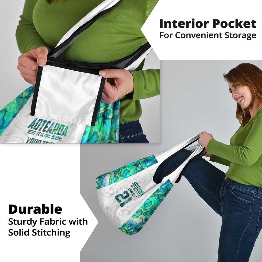 Custom New Zealand Aotearoa Grocery Bag Green Maori Paua Shell Indigenous - Polynesian Pride