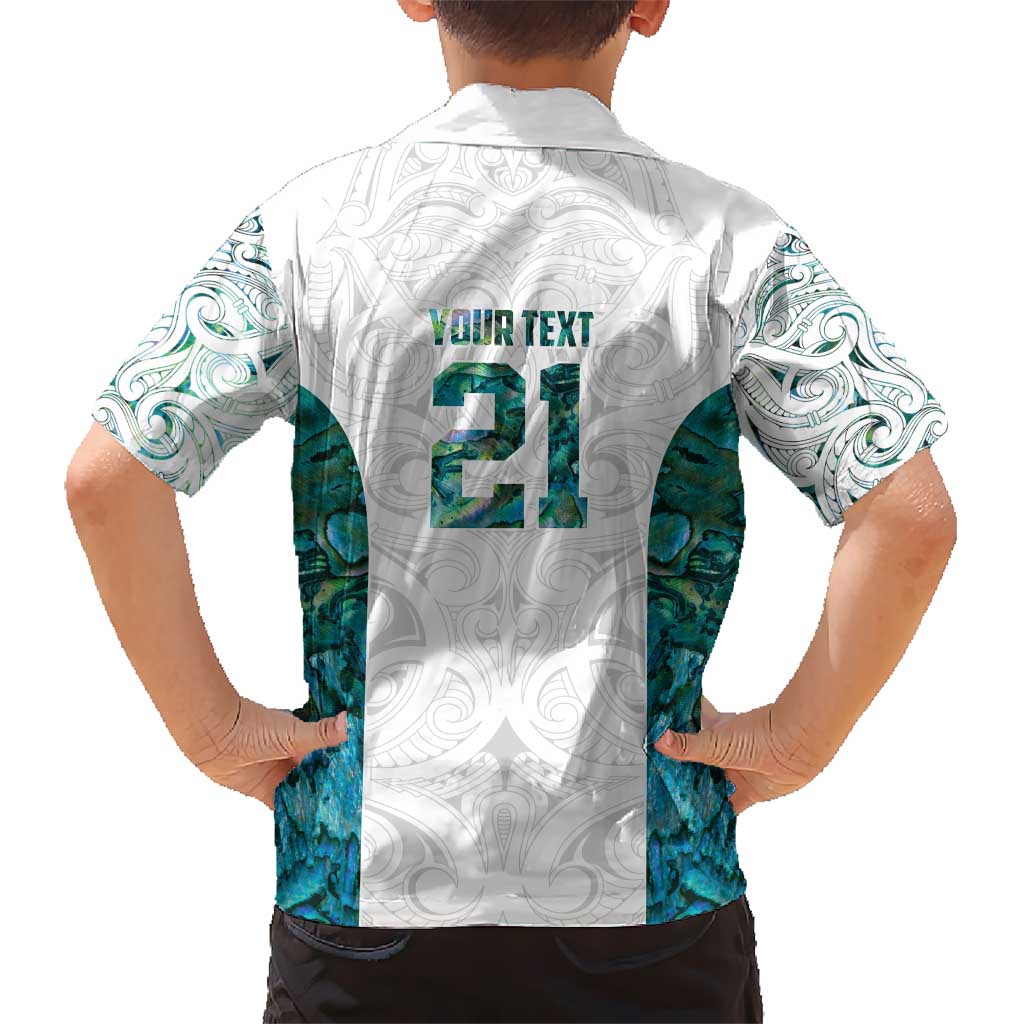 Custom New Zealand Aotearoa Kid Hawaiian Shirt Green Maori Paua Shell Indigenous - Polynesian Pride