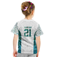 Custom New Zealand Aotearoa Kid T Shirt Green Maori Paua Shell Indigenous - Polynesian Pride