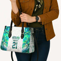 Custom New Zealand Aotearoa Leather Bag Green Maori Paua Shell Indigenous - Polynesian Pride