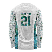 Custom New Zealand Aotearoa Long Sleeve Shirt Green Maori Paua Shell Indigenous - Polynesian Pride