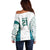 Custom New Zealand Aotearoa Off Shoulder Sweater Green Maori Paua Shell Indigenous - Polynesian Pride