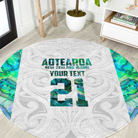 Custom New Zealand Aotearoa Round Carpet Green Maori Paua Shell Indigenous LT9 Green - Polynesian Pride