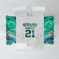 Custom New Zealand Aotearoa Tablecloth Green Maori Paua Shell Indigenous - Polynesian Pride