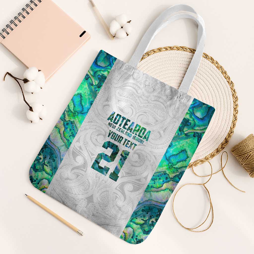 Custom New Zealand Aotearoa Tote Bag Green Maori Paua Shell Indigenous - Polynesian Pride
