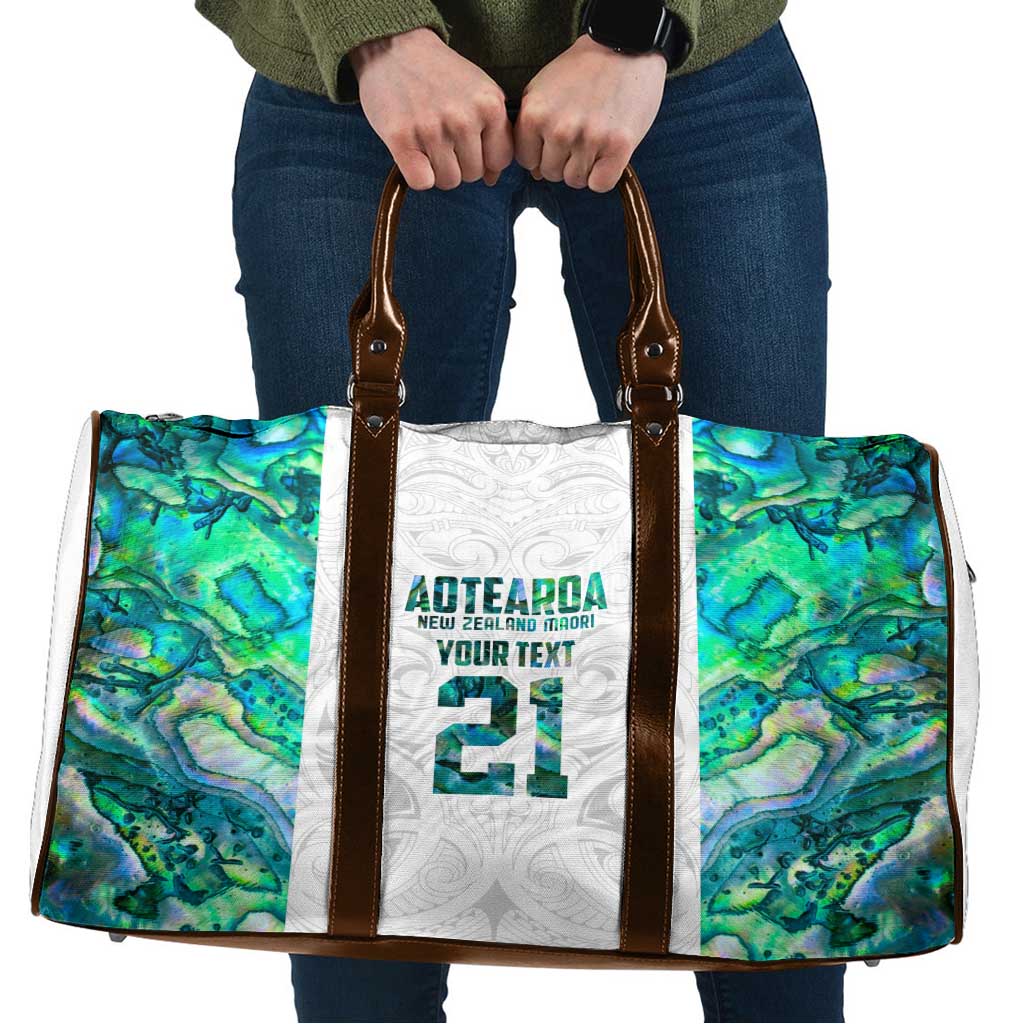 Custom New Zealand Aotearoa Travel Bag Green Maori Paua Shell Indigenous - Polynesian Pride